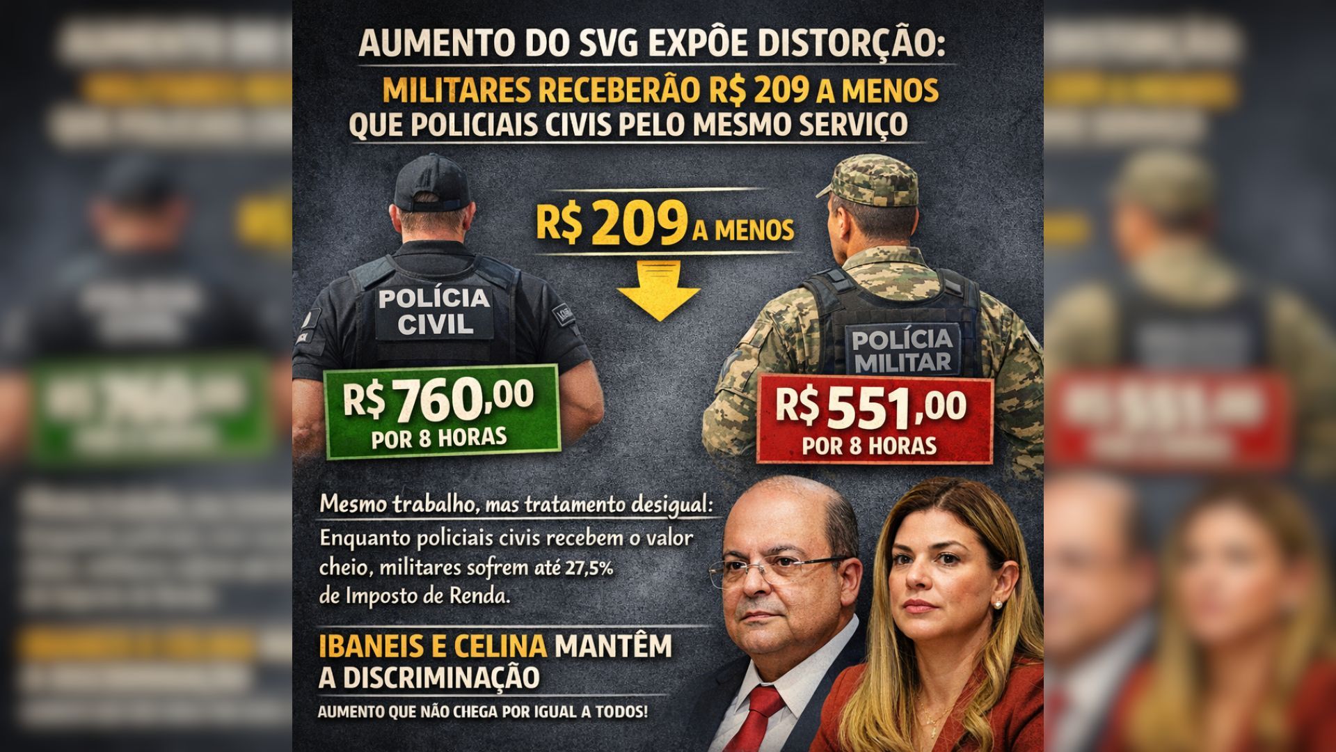 Aumento do SVG expõe distorção: militares receberão R$ 209,00 a menos que policiais civis pelo mesmo serviço